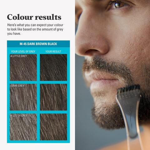 Just For Men Moustache & Beard M45 - Dark Brown Black Dye, Eliminates Grey For a Thicker & Fuller Look With An Applicator Brush Included – M45