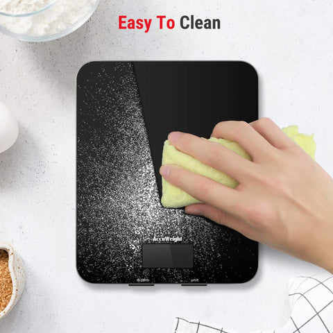 ACCUWEIGHT 201 Digital Kitchen Scales with Tempered Glass Platform (Batteries included), Electronic Weighing Food Scale with Backlit LCD, Multifunction for Office School Home Baking Cooking, 5kg/11lb