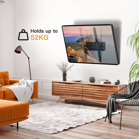 Perlegear TV Wall Bracket for 26-60 inch TVs up to 52kg, Sturdy Tilt TV Bracket with VESA 75x75-400x400mm, 55 Inch Slim Wall Mount with Safe Pull Strings