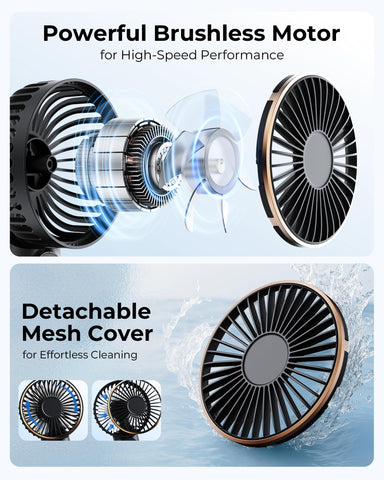 TUNISE Handheld Fan Rechargeable, Portable Fan with 4000mAh, Hand Fan with LED Display, 180° Adjustable, 6 Speed Travel Fan & Power Bank for Home Office Bedroom Outdoor