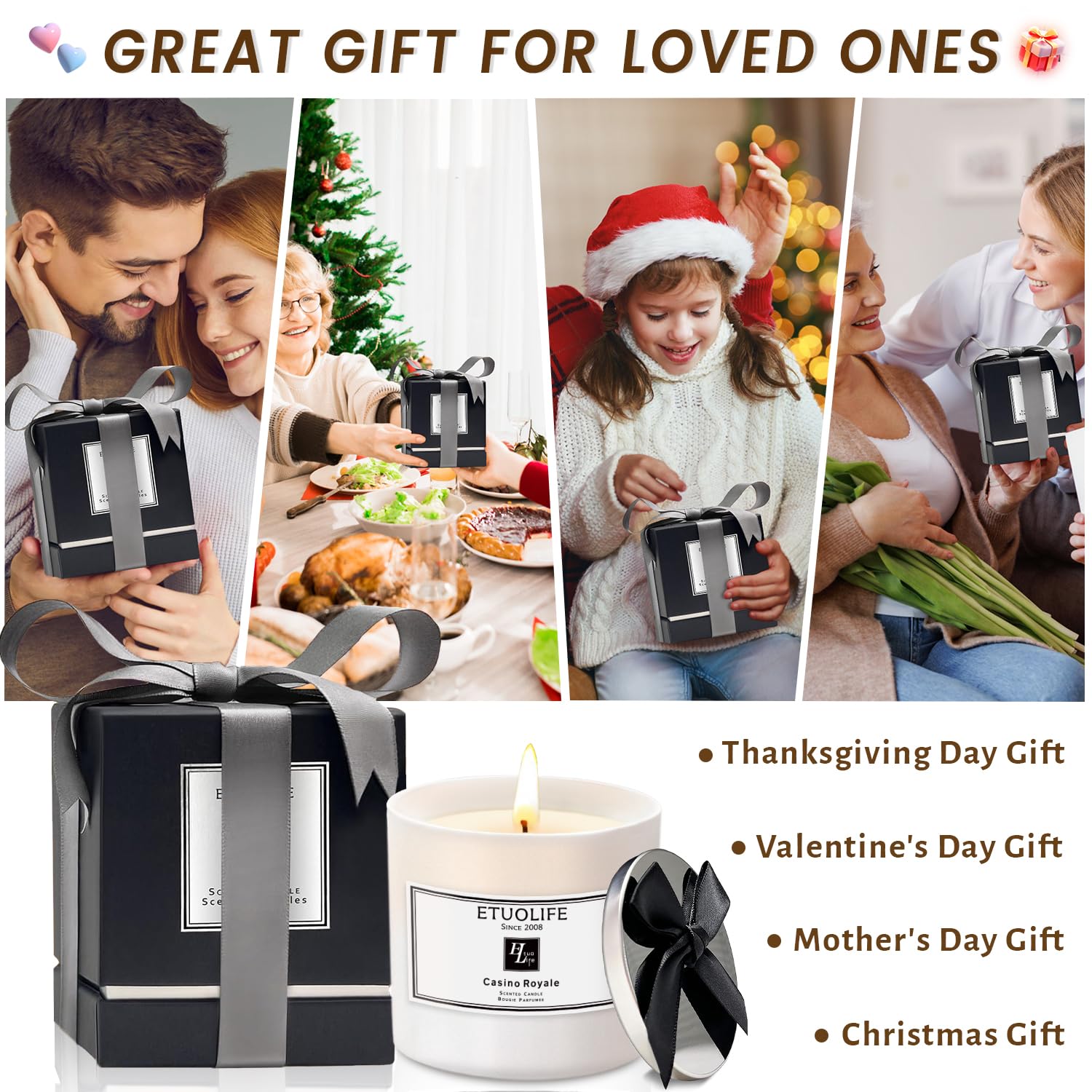 Candles Gifts for Women Men,High-end Luxury Scented Candle Gift Aromatherapy Natural Soy Wax Candles for Home,Promotes Sleep Relieves Stress Perfect for Bath Yoga Wedding Valentine's Day Christmas