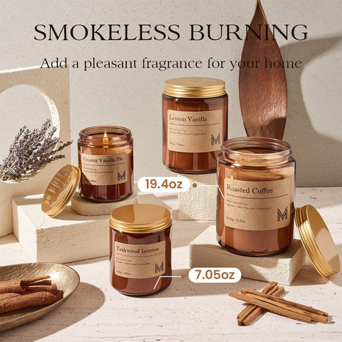 M&SENSE Scented Candles Gifts for Women 550g Santal 2-Wick Natural Soy Wax Large Candles 110H Long Burning Aromatherapy Candles Gift for Men, Perfect Halloween Christmas Gifts