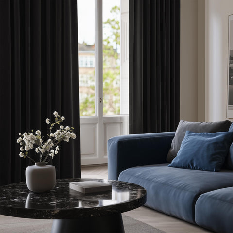 Deconovo Blackout Curtains Bedroom Super Soft Thermal Insulated Eyelet Blackout Curtains for Living Room 46 x 54 Inch Black 2 Panels