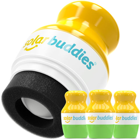 Solar Buddies Sunscreen Applicator - Green Triple - BPA-Free Refillable Roll on Sponge Sunscreen, Suncream & Lotion Applicator For Kids & Adults - Holds 3.4fl oz, Perfect Size for Travel