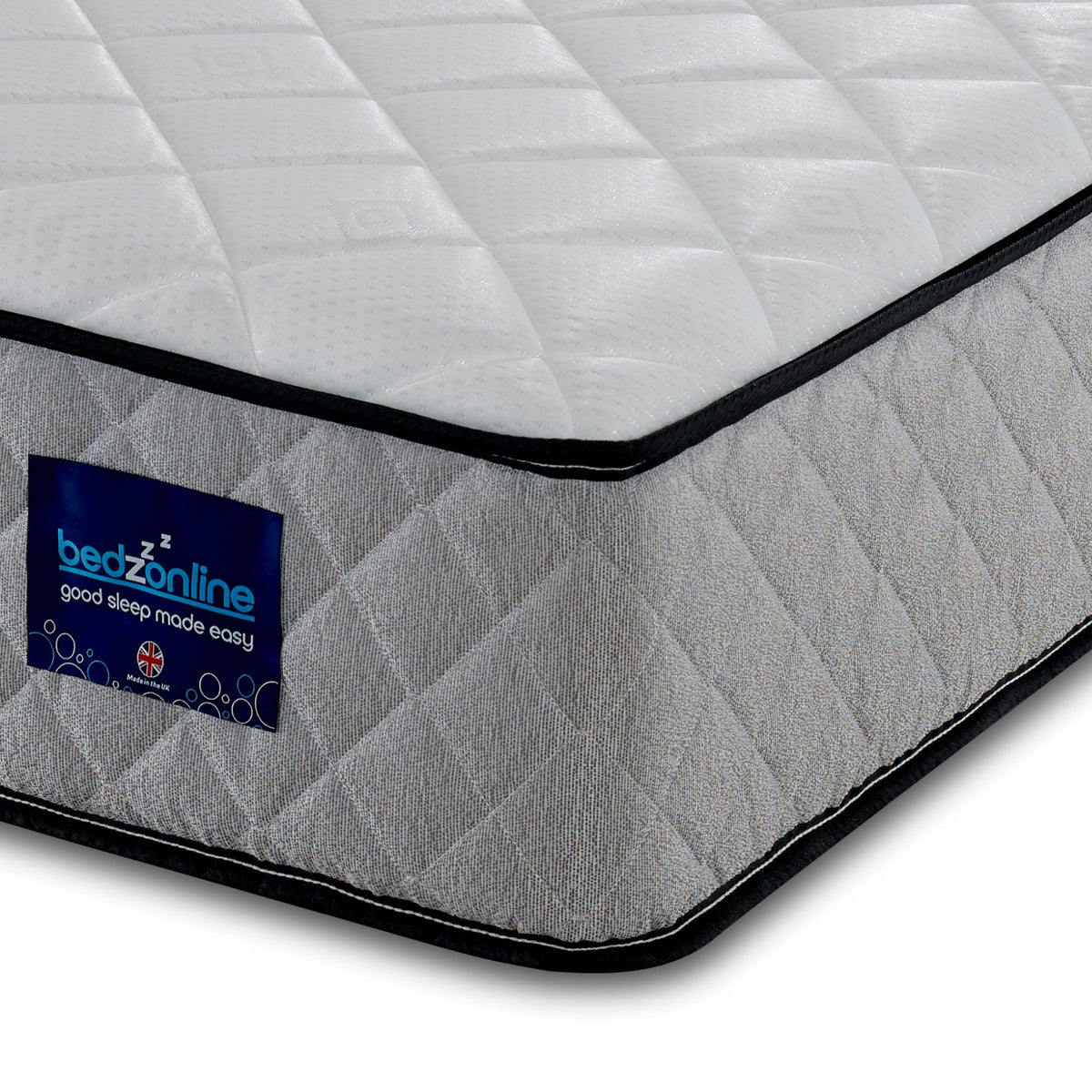 BEDZONLINE Hybrid Memory Foam & Spring Mattress - 4ft6 Double (190 x 135 x 20 cm) | Thick Medium Firmness & Open Coil Sleep Support | Orthopaedic & Pressure Relief | UK Made & Hypoallergenic