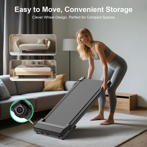 Walking Pad Treadmill with 5% Incline - Under Desk Running Machine Mat Pads for Home Office Portable Mini Small Compact Quiet Flat Indoor Magnetic Lightweight Electric Treadmills Remote Control 6KM/H