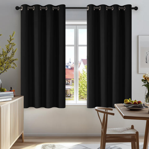 Deconovo Blackout Curtains Bedroom Super Soft Thermal Insulated Eyelet Blackout Curtains for Living Room 46 x 54 Inch Black 2 Panels