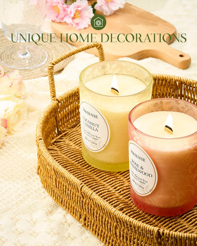 M&SENSE 510g Lemon English Tea Scented Candle, Crackling Wooden Wick Candle with Lid, 100h Long Burning Large Soy Wax, Natural Organic Soy Wax for Sleep, Meditation & Stress Relief