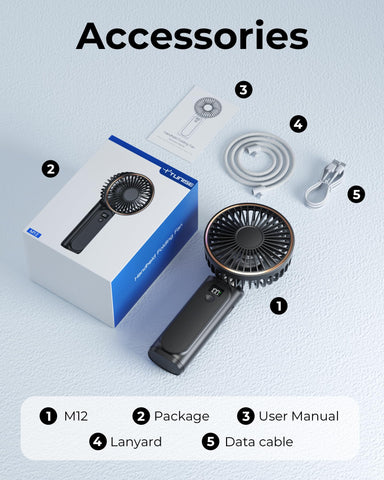 TUNISE Handheld Fan Rechargeable, Portable Fan with 4000mAh, Hand Fan with LED Display, 180° Adjustable, 6 Speed Travel Fan & Power Bank for Home Office Bedroom Outdoor