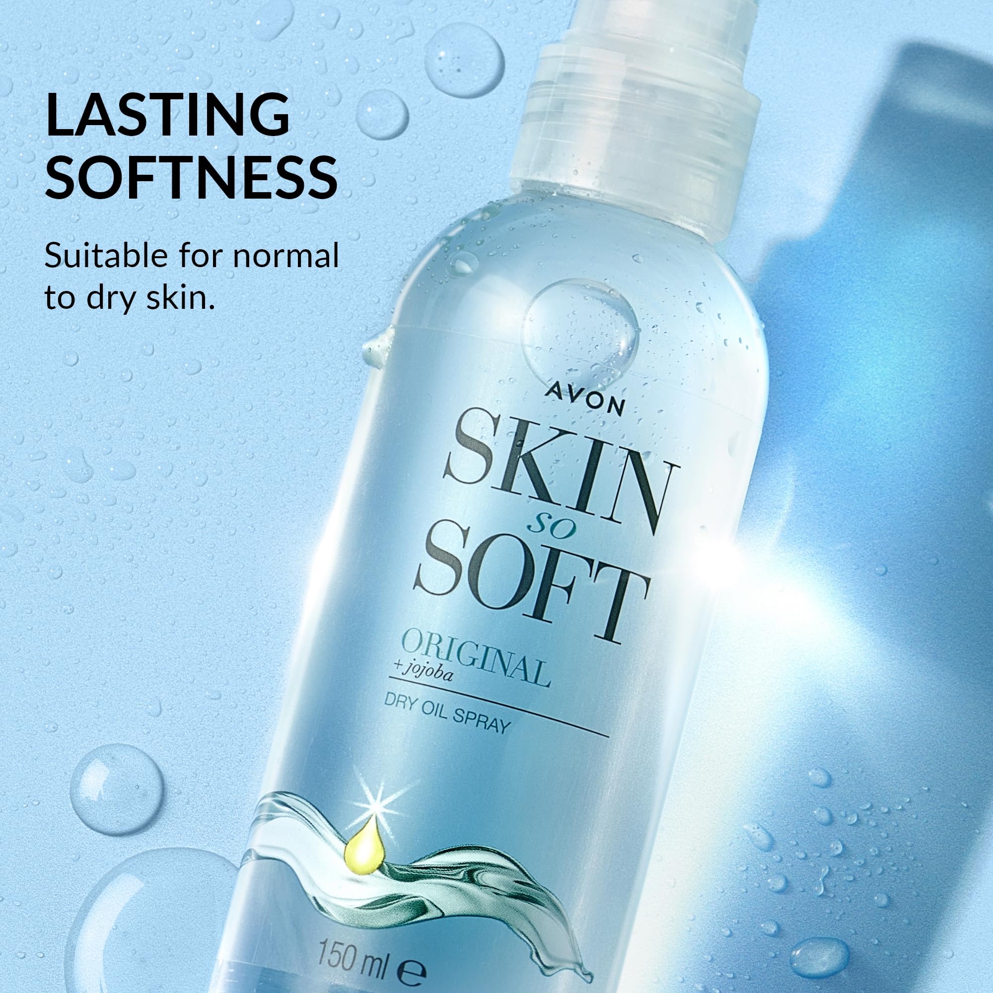 Avon Skin So Soft Dry Oil Spray 150ml | Locks in Moisture | Formulated with Jojoba Oil and Vitamin E | Quick Dry Formula | Cruelty Free,Clear