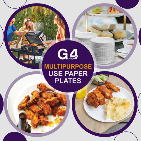 G4GADGET 100 Paper Plates 23cm - 9inch Paper, Disposable, Party