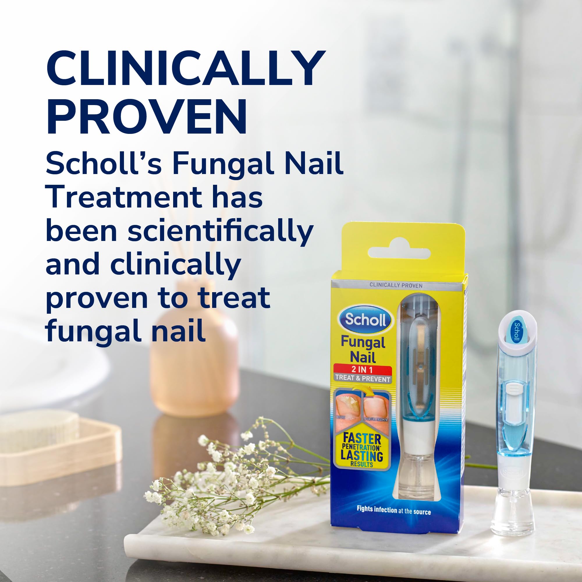 Scholl 2-in-1 Fungal Nail Treat & Prevent Kit, 3.8ml - Treats the Infection at Source, Fast-Drying Formula, Easy to Use, Clinically Proven Antifungal Treatment for Toenails, 5 Disposable Nail Files
