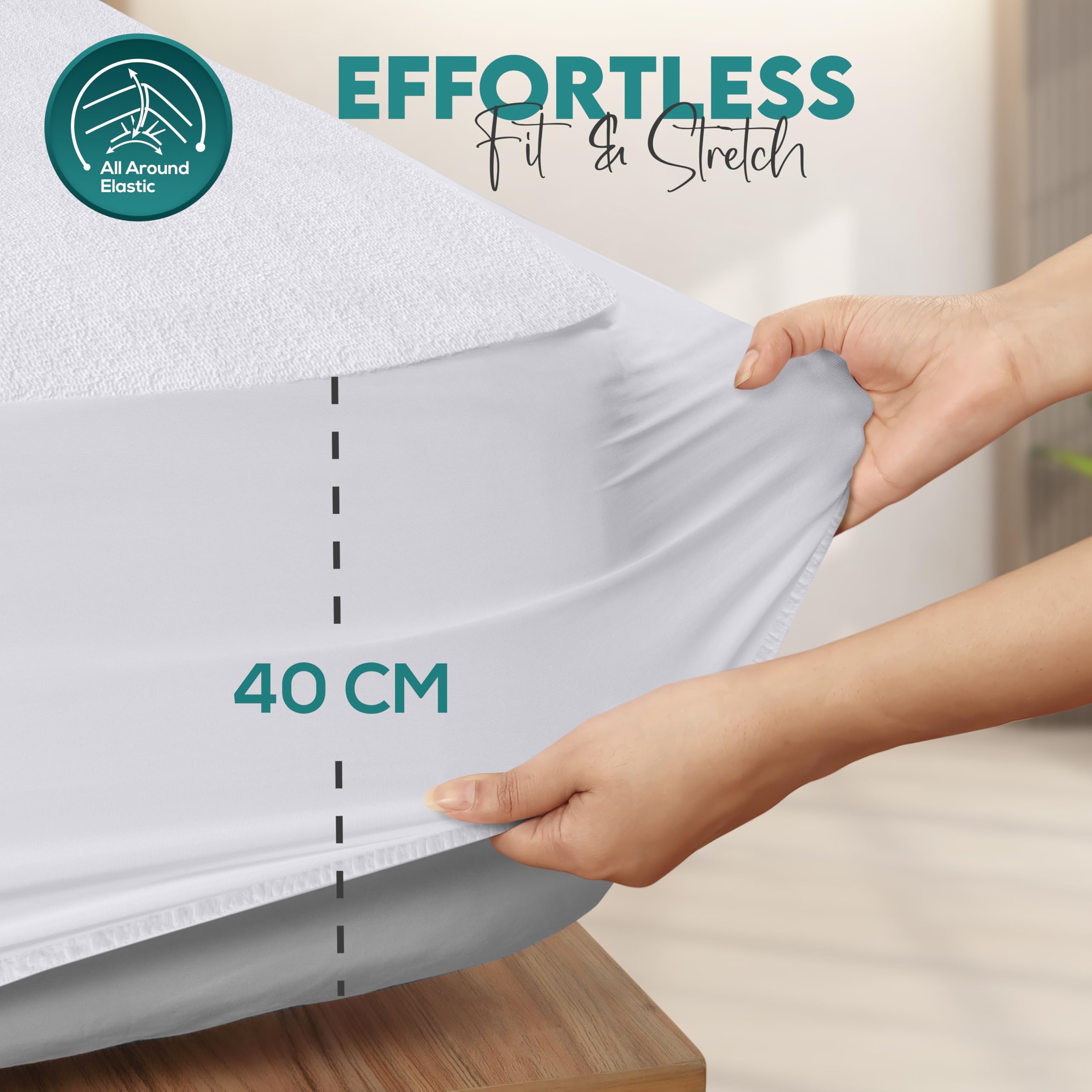 Utopia Bedding Waterproof Mattress Protector Single Bed 90 x 190 cm, Fits Up to 40 cm Deep Mattresses, Premium Terry Single Mattress Protector, All Around Elastic, Single Mattress Cover