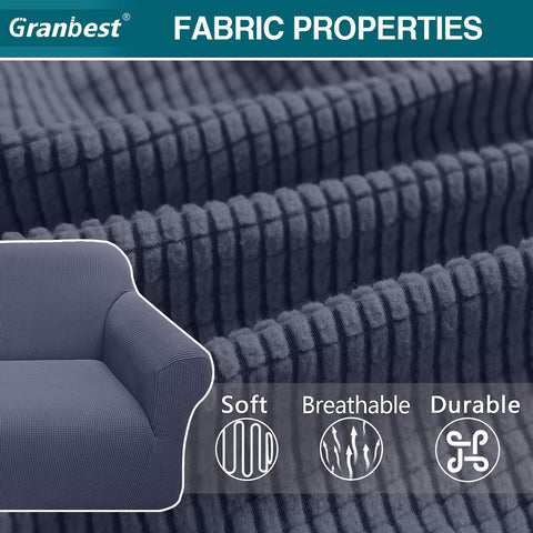 Granbest High Stretch Sofa Covers 3 Seater Super Soft Stylish Couch Covers for Dogs Pets Cats Jacquard Spandex Non Slip Sofa Slipcover for Living Room Furniture Protector (3 Seater, Gray)