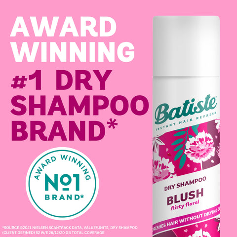 Batiste Dry Shampoo in Blush 200ml, Floral & Flirty Fragrance, No Rinse Spray to Refresh Hair in Between Washes (Packing May Vary)