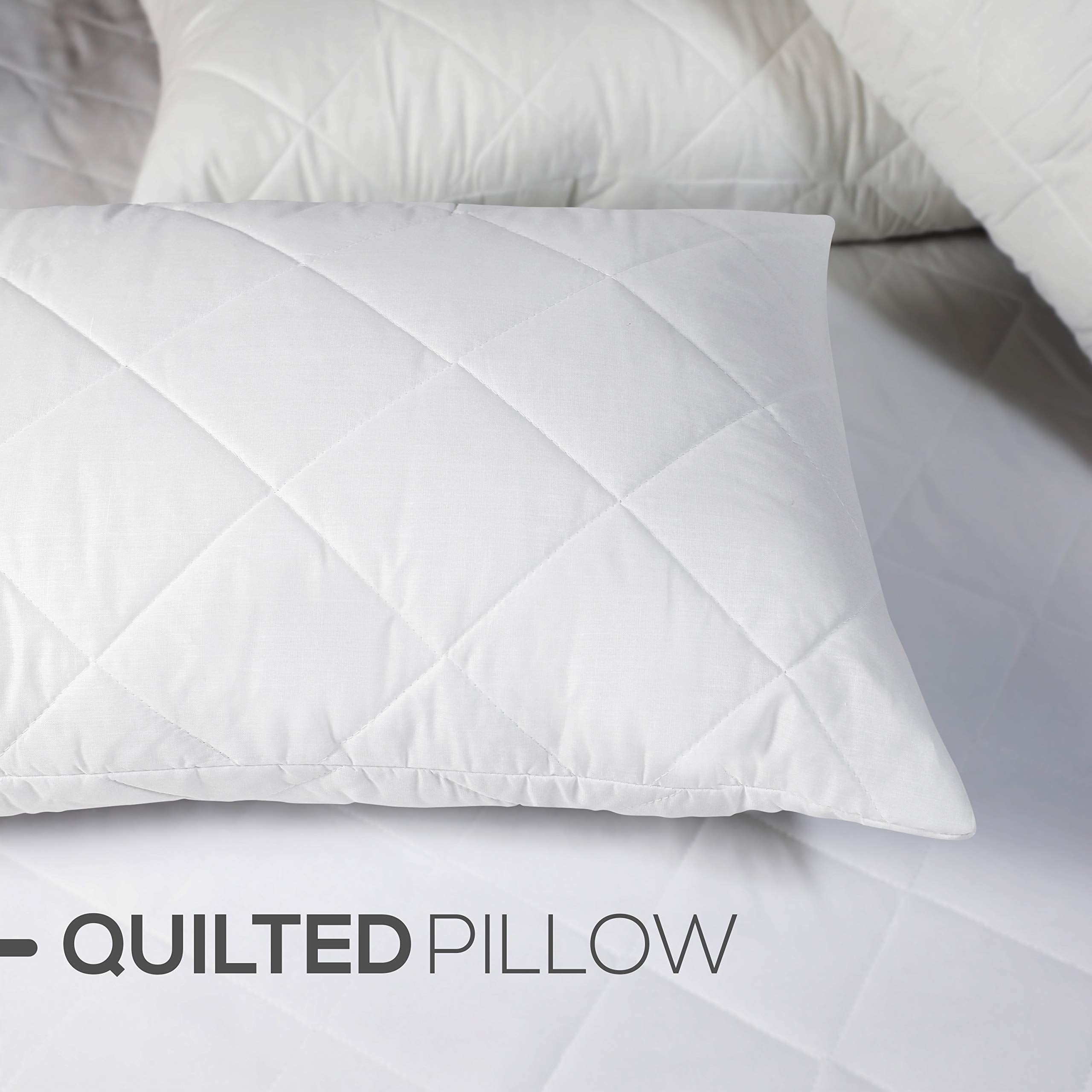 Adam Home Pillows 2 Pack Hotel Quality with Quilted Cover Hypoallergenic & Dust Mite Resistant Filling – Ideal for Stomach, Back and Side Sleepers Down Alternative Hotel Pillows
