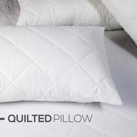 Adam Home Pillows 2 Pack Hotel Quality with Quilted Cover Hypoallergenic & Dust Mite Resistant Filling – Ideal for Stomach, Back and Side Sleepers Down Alternative Hotel Pillows