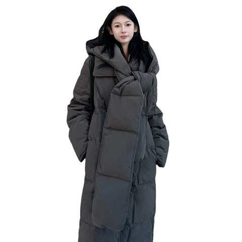 Detachable Hat Turtleneck Lengthened Down Cotton Jacket Coat