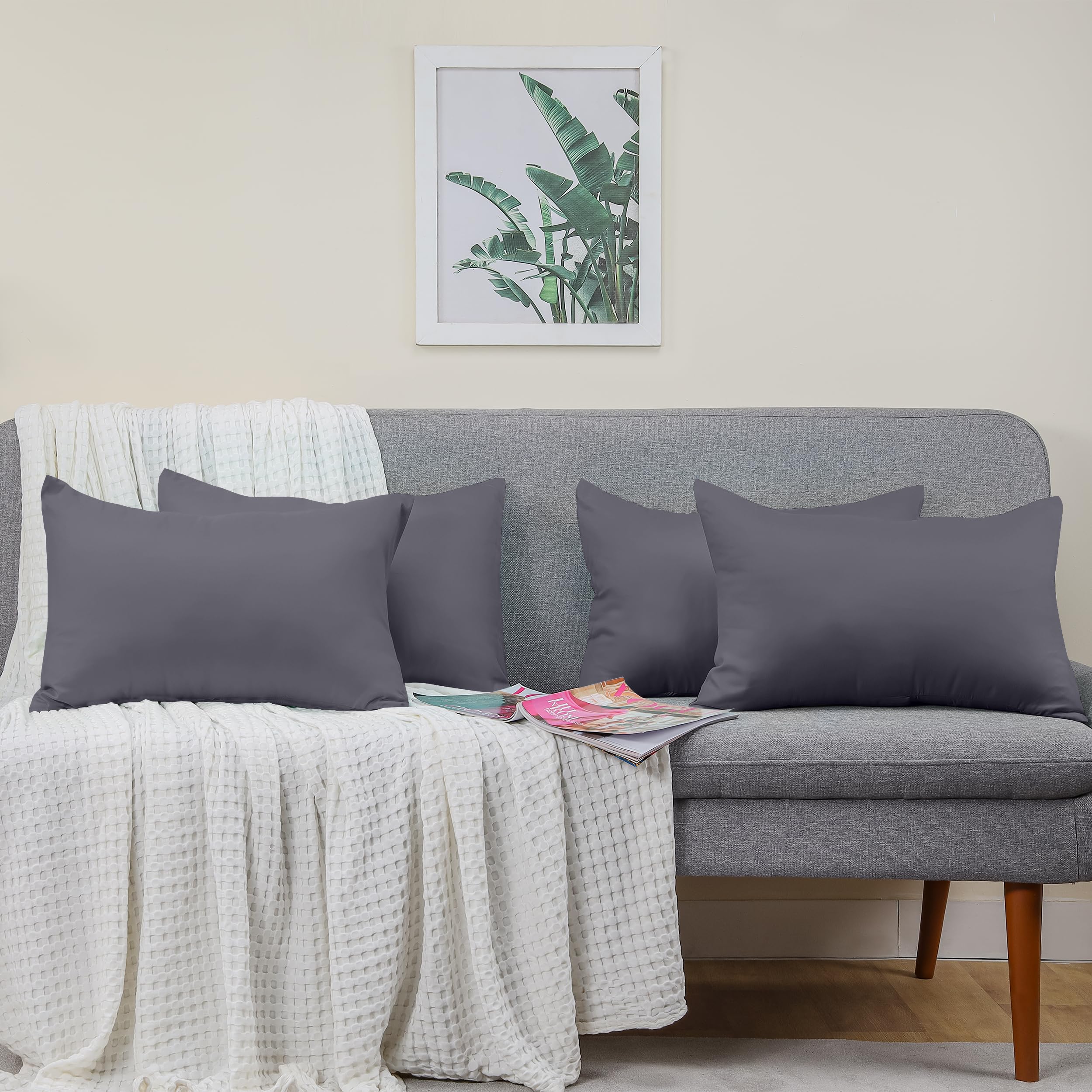 Utopia Bedding - Pillow Cases 4 Pack - Standard Size 50x75 cm - 100% Brushed Microfiber Pillowcases with Envelope Closure - Wrinkle, Fade, Stain Resistant Pillow Cases - Grey