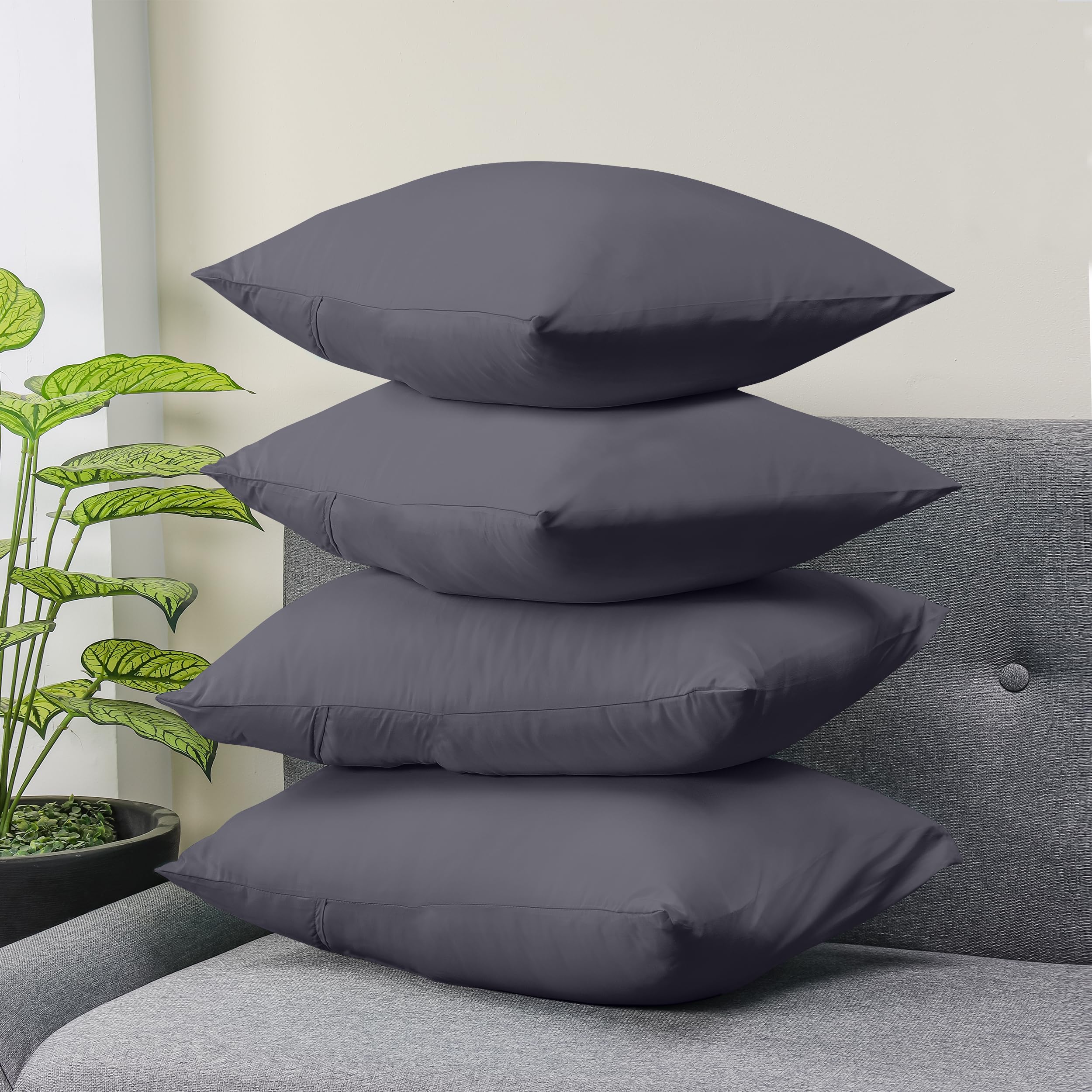 Utopia Bedding - Pillow Cases 4 Pack - Standard Size 50x75 cm - 100% Brushed Microfiber Pillowcases with Envelope Closure - Wrinkle, Fade, Stain Resistant Pillow Cases - Grey
