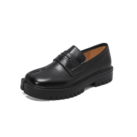 Spring And Autumn British Split Toe Loafers Loafers Trotter Vintage Leather Shoes Slip-on Platform Shoes