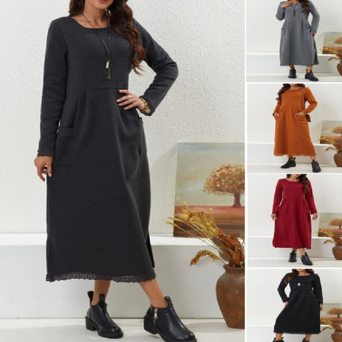 Women's Fashion Loose Fleece-lined Casual Dress