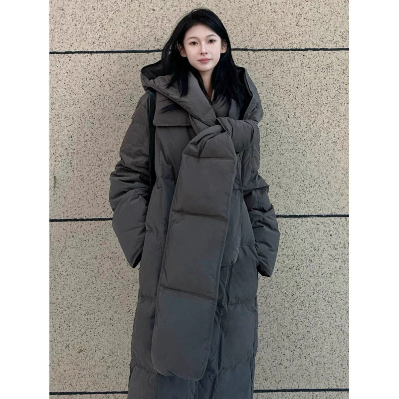 Detachable Hat Turtleneck Lengthened Down Cotton Jacket Coat