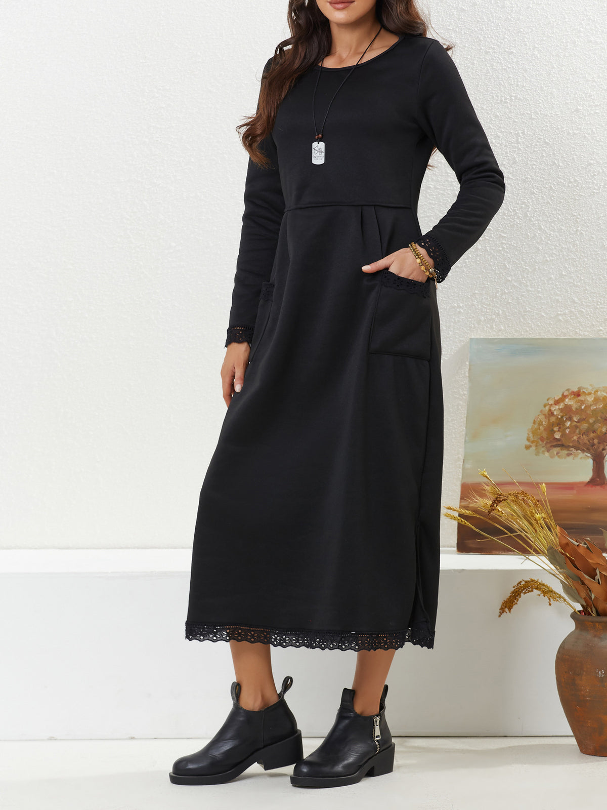 Women's Fashion Loose Fleece-lined Casual Dress