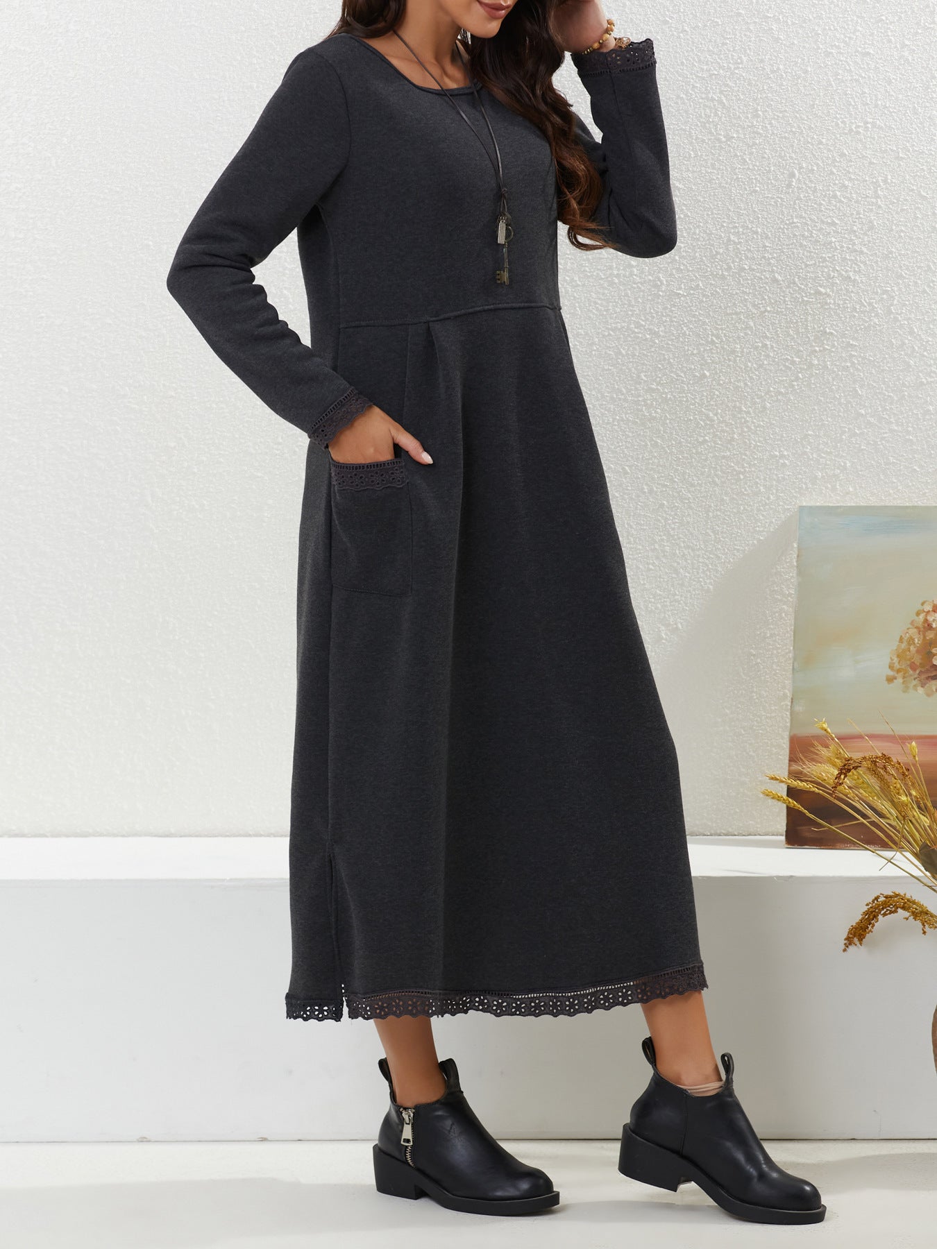 Women's Fashion Loose Fleece-lined Casual Dress