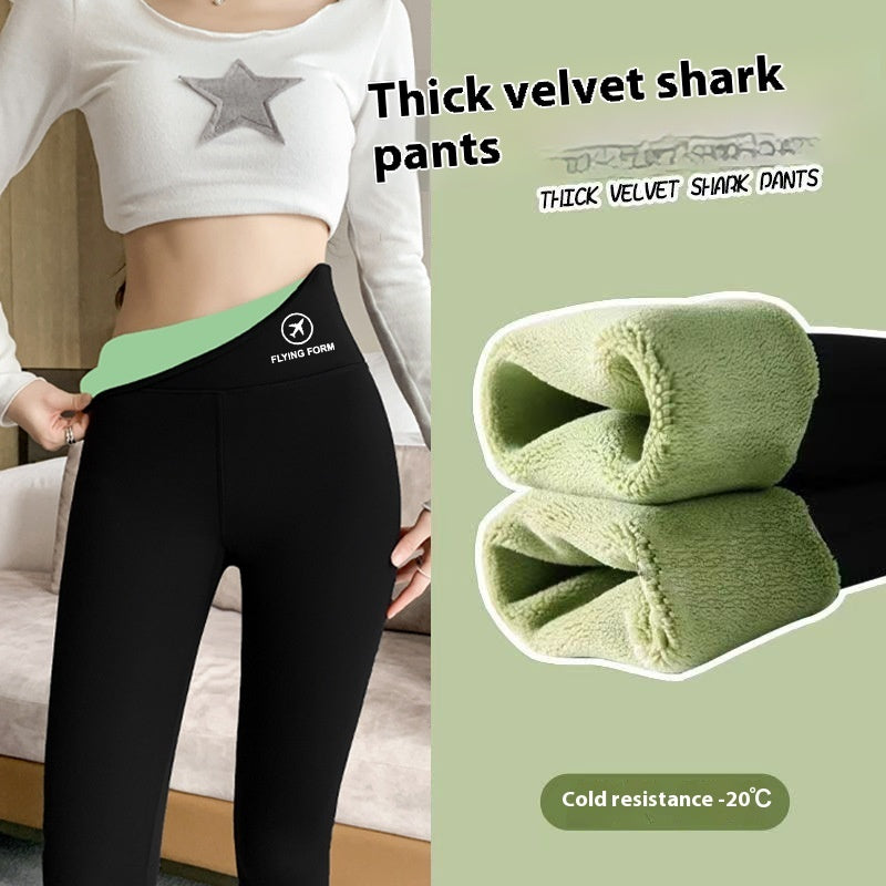 Women's Fashionable Slimming High Waist Belly Contracting All-matching Warm Shark Pants