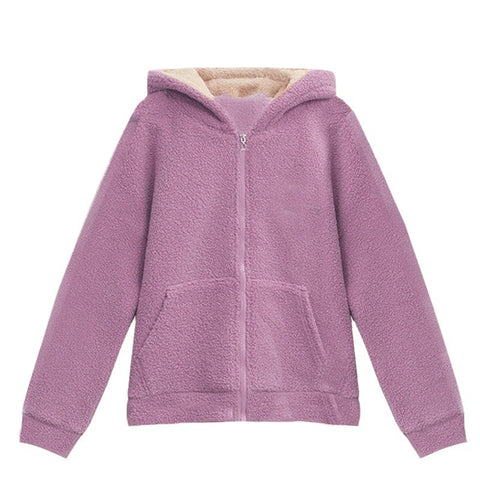 Faux Cashmere Brushed Hoody Women's Loose