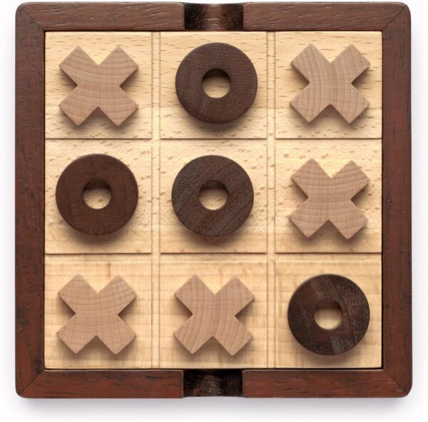 5.5" Luxury Wooden Tic Tac Toe Game, Classic Board Game for Family Activities, Elegant Table Top Decor for Living Room, Perfect for Indoor and Outdoor Fun