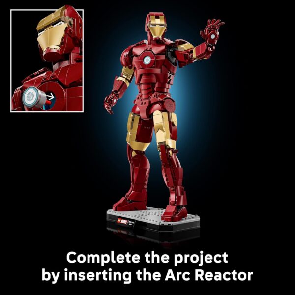 LEGO | Marvel Iron Man Mark 3 Collectors' Edition Figure - Avengers Display Model Kit for Adults - incl. a Minifigure & Arc Reactor - Collectible Gift for Fans - 76344