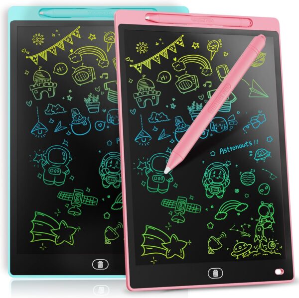 [2 Pack] Genialba 8.5 inch LCD Drawing Tablet for Kids Colorful Screen Writing Board Toddler Toys Learning Educational Stocking Fillers Kids Gifts for for 3 4 5 6 7 Year Old Boys Girls, (Pink&Blue)
