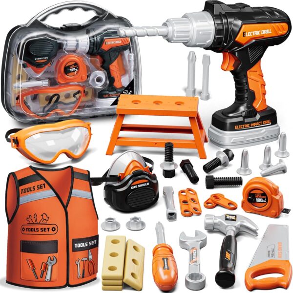 KidBloom Kids Tool Set with Toy Drill, Kids Toys for 3 4 5 6 Year Old Boys