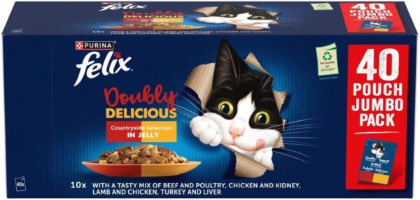 FELIX Doubly Delicious Countryside Selection Wet Cat Food 40x85g