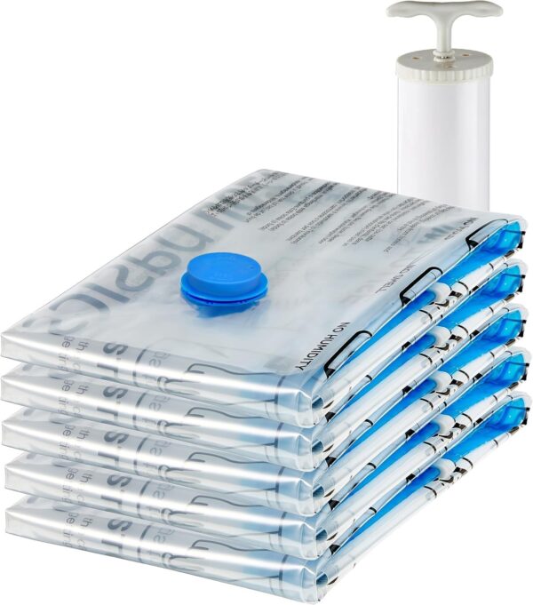 Amazon Basics Vacuum Storage Bags for Clothes – Medium, 5 Pack