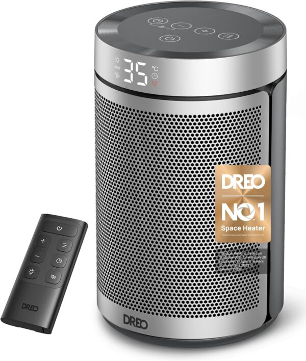 Dreo Atom 316 1500W Ceramic Fan Heater with Thermostat – Silver
